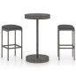 3-tlg. Gartenbar-Set mit Kissen Poly Rattan Grau 3-tlg. Gartenbar-Set mit Kissen Poly Rattan Grau