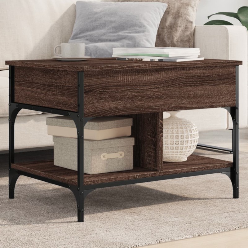 vidaXL Couchtisch Braun Eichen-Optik 70x50x50 cm Holzwerkstoff Metall vidaXL Couchtisch Braun Eichen-Optik 70x50x50 cm Holzwerkstoff Metall