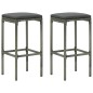 3-tlg. Gartenbar-Set mit Kissen Poly Rattan Grau 3-tlg. Gartenbar-Set mit Kissen Poly Rattan Grau
