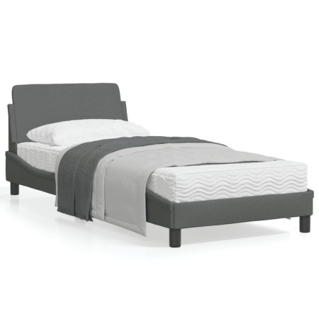 vidaXL Bettgestell mit Kopfteil Dunkelgrau 80x200 cm Stoff