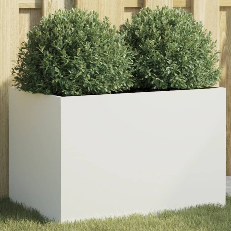 vidaXL Pflanzkübel Weiß 62x40x39 cm Kaltgewalzter Stahl vidaXL Pflanzkübel Weiß 62x40x39 cm Kaltgewalzter Stahl