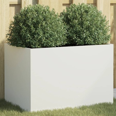 vidaXL Pflanzkübel Weiß 62x40x39 cm Kaltgewalzter Stahl