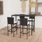 5-tlg. Gartenbar-Set mit Kissen Poly Rattan Schwarz 5-tlg. Gartenbar-Set mit Kissen Poly Rattan Schwarz
