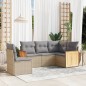 vidaXL 5-tlg. Garten-Sofagarnitur mit Kissen Beige Poly Rattan vidaXL 5-tlg. Garten-Sofagarnitur mit Kissen Beige Poly Rattan
