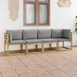 Gartensofa 4-Sitzer mit Kissen in Grau