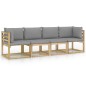 Gartensofa 4-Sitzer mit Kissen in Grau Gartensofa 4-Sitzer mit Kissen in Grau
