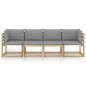Gartensofa 4-Sitzer mit Kissen in Grau Gartensofa 4-Sitzer mit Kissen in Grau