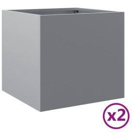 vidaXL Pflanzkübel 2 Stk. Silbern 32x30x29 cm Verzinkter Stahl