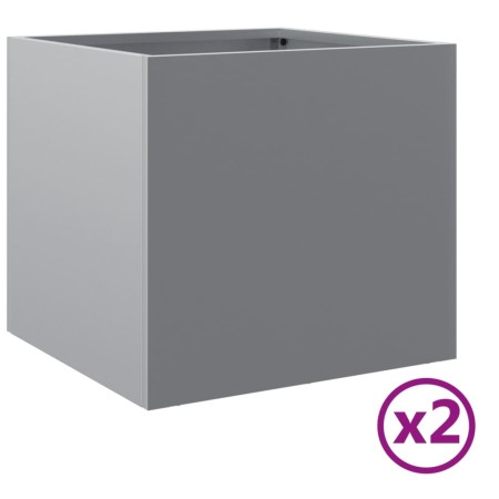 vidaXL Pflanzkübel 2 Stk. Silbern 32x30x29 cm Verzinkter Stahl