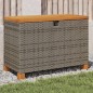 vidaXL Gartentruhe Grau 80x40x48 cm Poly Rattan Akazienholz vidaXL Gartentruhe Grau 80x40x48 cm Poly Rattan Akazienholz