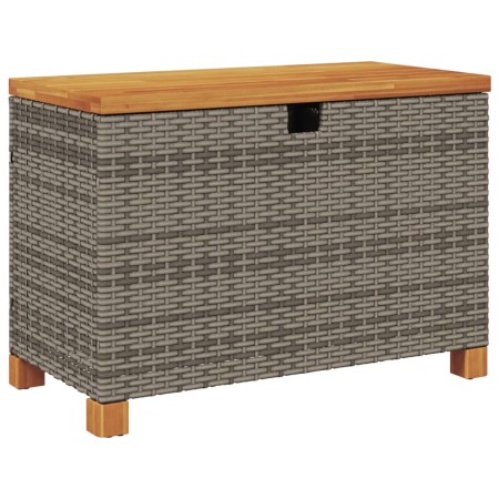 vidaXL Gartentruhe Grau 80x40x48 cm Poly Rattan Akazienholz