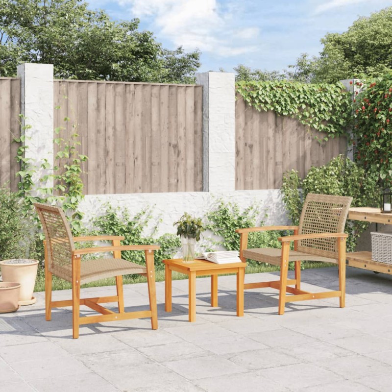vidaXL Gartenstühle 2 Stk. Beige Poly Rattan und Akazienholz vidaXL Gartenstühle 2 Stk. Beige Poly Rattan und Akazienholz