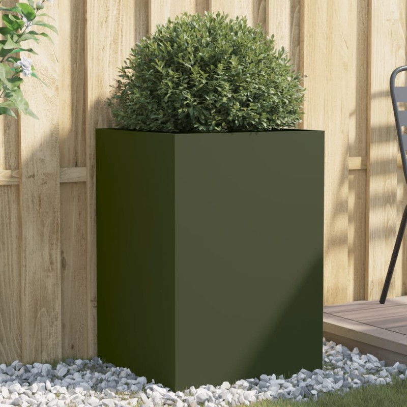 vidaXL Pflanzkübel Olivgrün 52x48x75 cm Stahl vidaXL Pflanzkübel Olivgrün 52x48x75 cm Stahl
