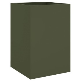 vidaXL Pflanzkübel Olivgrün 52x48x75 cm Stahl