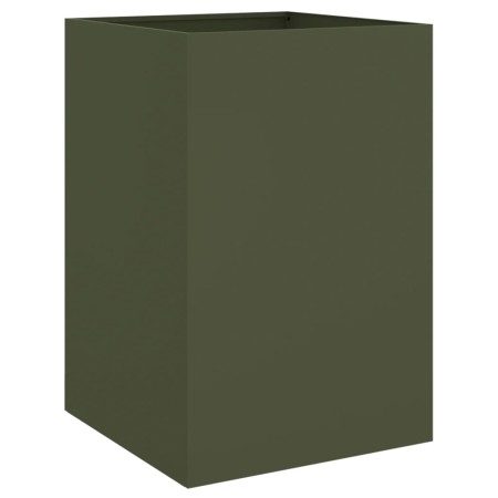 vidaXL Pflanzkübel Olivgrün 52x48x75 cm Stahl
