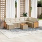 vidaXL 9-tlg. Garten-Sofagarnitur mit Kissen Beige Poly Rattan vidaXL 9-tlg. Garten-Sofagarnitur mit Kissen Beige Poly Rattan