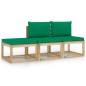 3-tlg. Garten-Lounge-Set mit Grünen Kissen 3-tlg. Garten-Lounge-Set mit Grünen Kissen