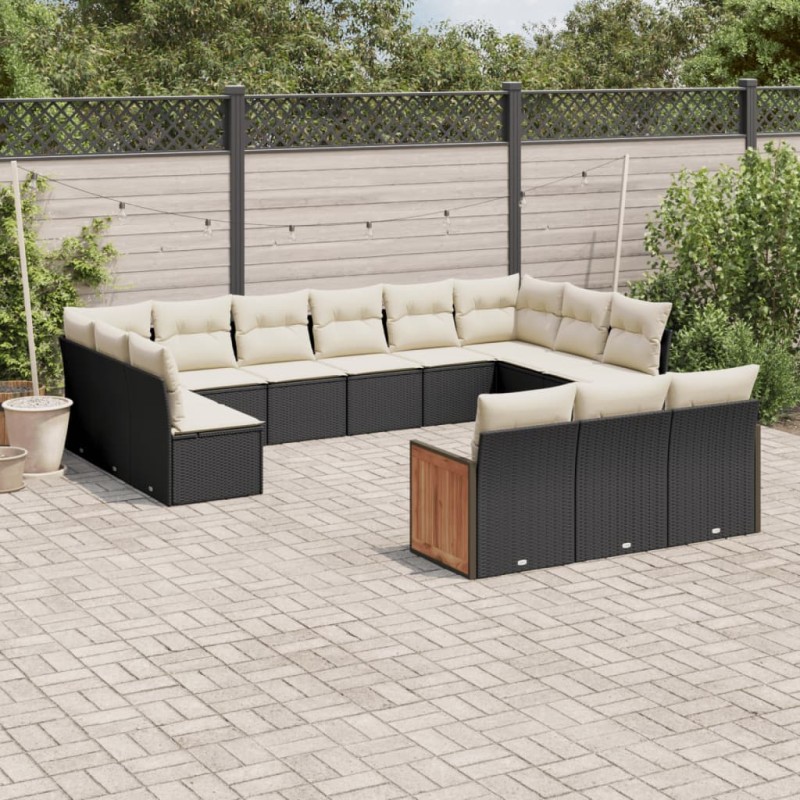 vidaXL 13-tlg. Garten-Sofagarnitur mit Kissen Schwarz Poly Rattan vidaXL 13-tlg. Garten-Sofagarnitur mit Kissen Schwarz Poly Rattan