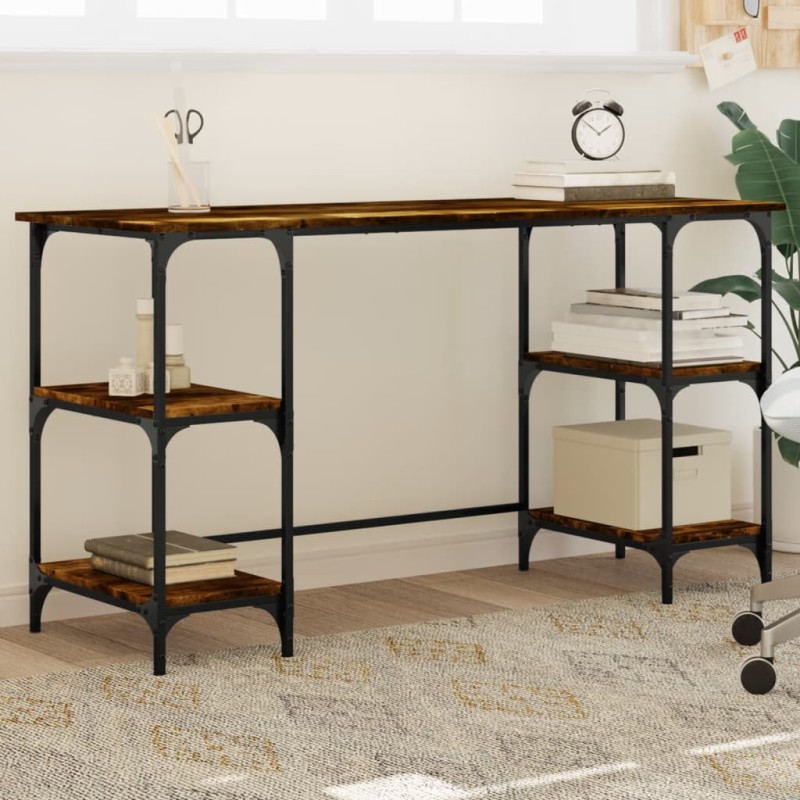 vidaXL Schreibtisch Räuchereiche 140x50x75 cm Metall Holzwerkstoff vidaXL Schreibtisch Räuchereiche 140x50x75 cm Metall Holzwerkstoff