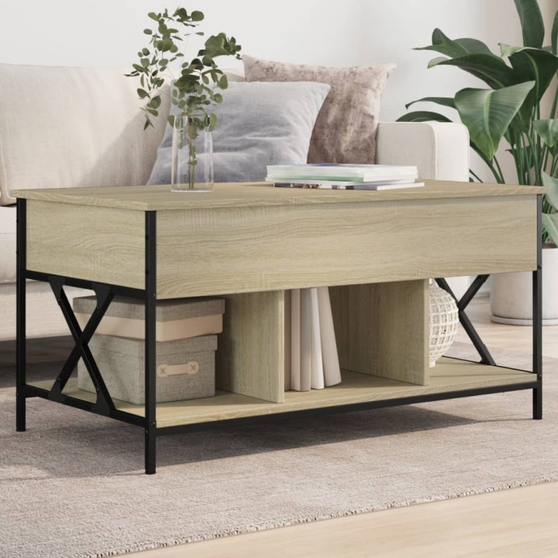 vidaXL Couchtisch Sonoma-Eiche 100x55x50 cm Holzwerkstoff und Metall vidaXL Couchtisch Sonoma-Eiche 100x55x50 cm Holzwerkstoff und Metall
