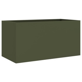vidaXL Pflanzkübel Olivgrün 62x30x29 cm Stahl