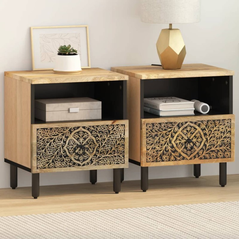 vidaXL Nachttische 2 Stk. 40x33x46 cm Massivholz Mango vidaXL Nachttische 2 Stk. 40x33x46 cm Massivholz Mango