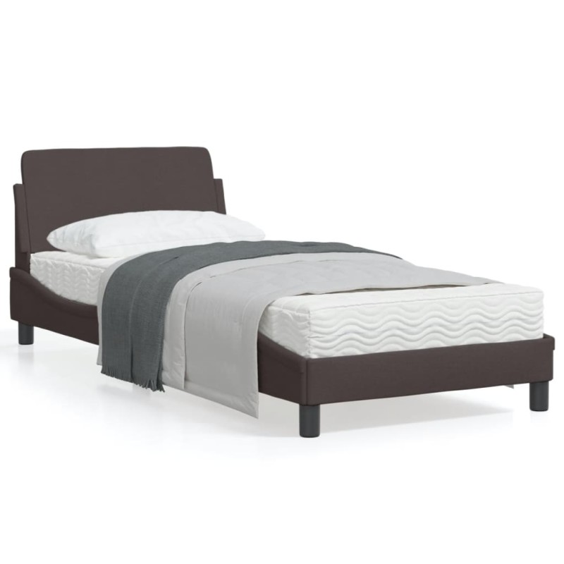 vidaXL Bettgestell mit Kopfteil Dunkelbraun 90x190 cm Stoff vidaXL Bettgestell mit Kopfteil Dunkelbraun 90x190 cm Stoff