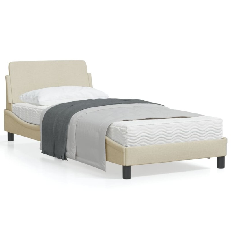 vidaXL Bettgestell mit Kopfteil Creme 90x200 cm Stoff vidaXL Bettgestell mit Kopfteil Creme 90x200 cm Stoff