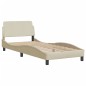 vidaXL Bettgestell mit Kopfteil Creme 90x200 cm Stoff vidaXL Bettgestell mit Kopfteil Creme 90x200 cm Stoff