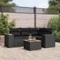 vidaXL 5-tlg. Garten-Sofagarnitur mit Kissen Schwarz Poly Rattan vidaXL 5-tlg. Garten-Sofagarnitur mit Kissen Schwarz Poly Rattan