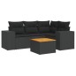 vidaXL 5-tlg. Garten-Sofagarnitur mit Kissen Schwarz Poly Rattan vidaXL 5-tlg. Garten-Sofagarnitur mit Kissen Schwarz Poly Rattan