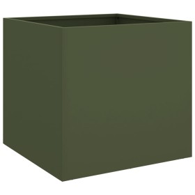 vidaXL Pflanzkübel Olivgrün 49x47x46 cm Stahl