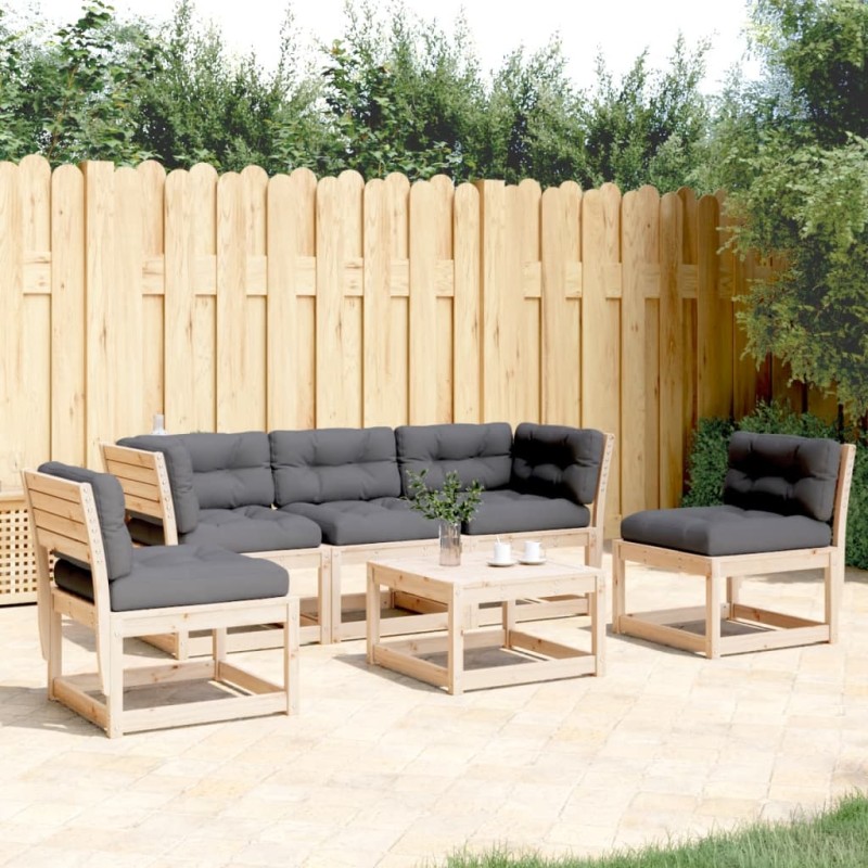 vidaXL 5-tlg. Garten-Sofagarnitur mit Kissen Massivholz Kiefer vidaXL 5-tlg. Garten-Sofagarnitur mit Kissen Massivholz Kiefer