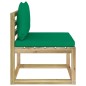 Garten-Mittelsofa mit Kissen Grün Imprägniertes Kiefernholz Garten-Mittelsofa mit Kissen Grün Imprägniertes Kiefernholz