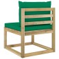 Garten-Mittelsofa mit Kissen Grün Imprägniertes Kiefernholz Garten-Mittelsofa mit Kissen Grün Imprägniertes Kiefernholz