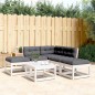 vidaXL 5-tlg. Garten-Sofagarnitur mit Kissen Weiß Massivholz Kiefer vidaXL 5-tlg. Garten-Sofagarnitur mit Kissen Weiß Massivholz Kiefer