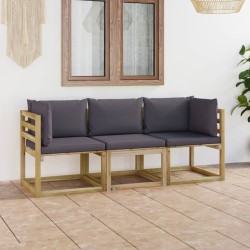 Gartensofa 3-Sitzer mit Anthrazit Kissen