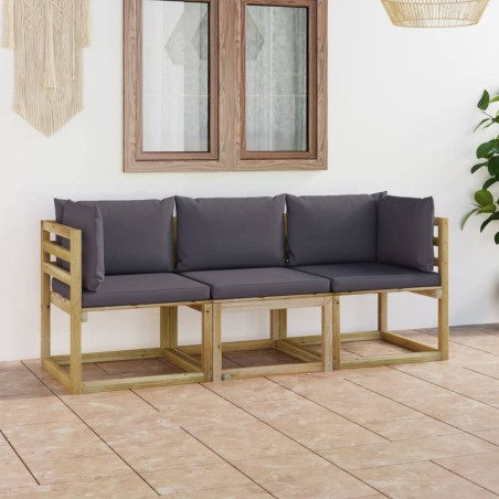 Gartensofa 3-Sitzer mit Anthrazit Kissen