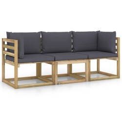 Gartensofa 3-Sitzer mit Anthrazit Kissen