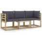 Gartensofa 3-Sitzer mit Anthrazit Kissen Gartensofa 3-Sitzer mit Anthrazit Kissen