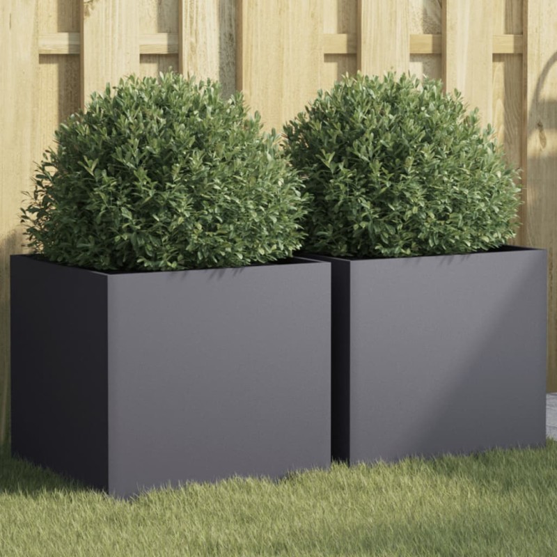 vidaXL Pflanzkübel 2 Stk. Anthrazit 42x40x39 cm Stahl vidaXL Pflanzkübel 2 Stk. Anthrazit 42x40x39 cm Stahl