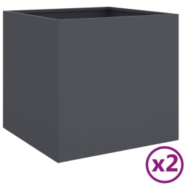 vidaXL Pflanzkübel 2 Stk. Anthrazit 42x40x39 cm Stahl