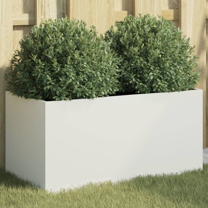 vidaXL Pflanzkübel Weiß 62x30x29 cm Kaltgewalzter Stahl vidaXL Pflanzkübel Weiß 62x30x29 cm Kaltgewalzter Stahl