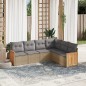 vidaXL 6-tlg. Garten-Sofagarnitur mit Kissen Beige Poly Rattan vidaXL 6-tlg. Garten-Sofagarnitur mit Kissen Beige Poly Rattan