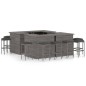 16-tlg. Gartenbar-Set mit Kissen Poly Rattan Grau 16-tlg. Gartenbar-Set mit Kissen Poly Rattan Grau