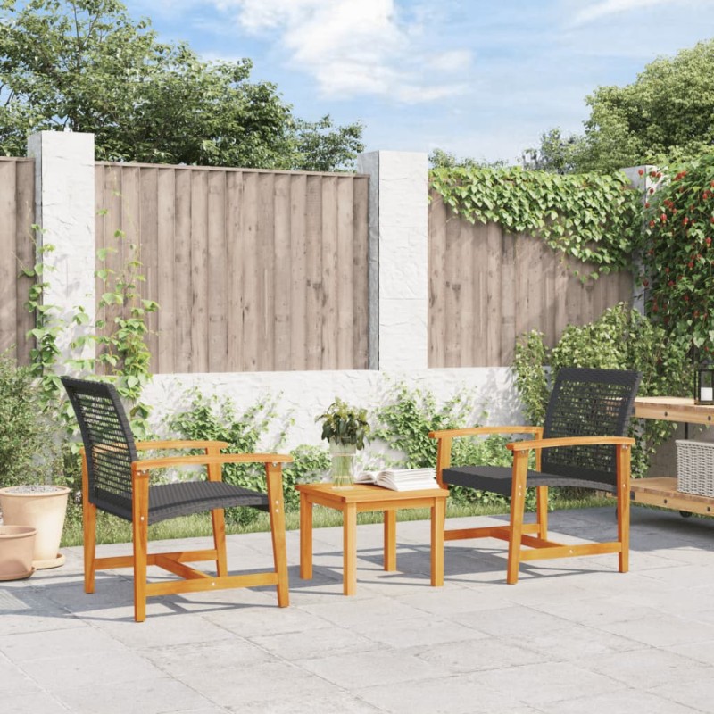 vidaXL Gartenstühle 2 Stk. Schwarz Poly Rattan und Akazienholz vidaXL Gartenstühle 2 Stk. Schwarz Poly Rattan und Akazienholz