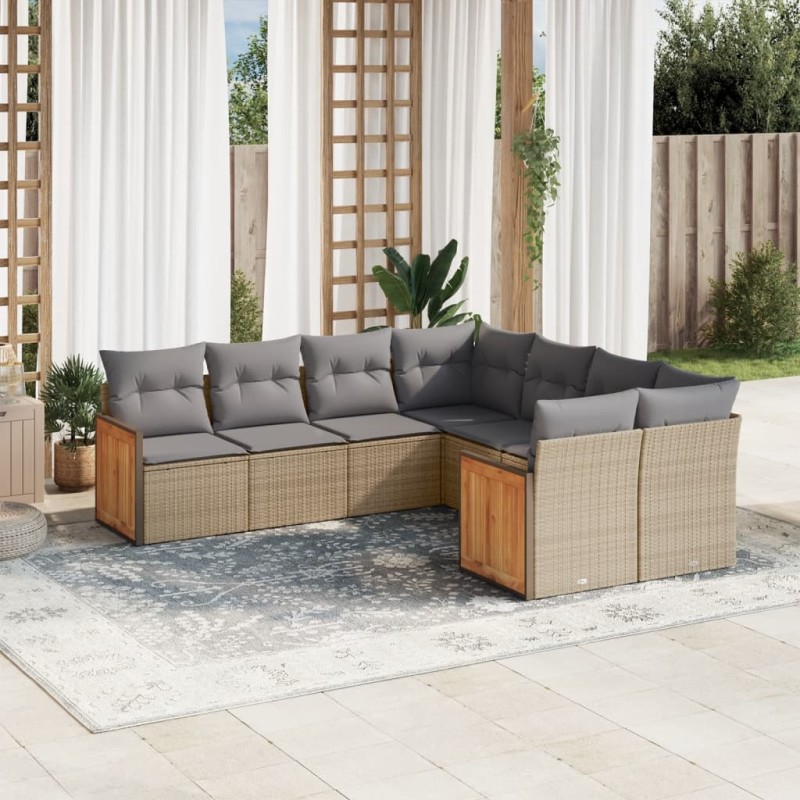 vidaXL 8-tlg. Garten-Sofagarnitur mit Kissen Beige Poly Rattan vidaXL 8-tlg. Garten-Sofagarnitur mit Kissen Beige Poly Rattan