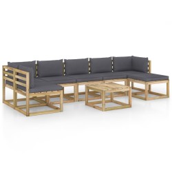 8-tlg. Garten-Lounge-Set mit Kissen Imprägniertes Kiefernholz