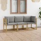 vidaXL Gartensofa 3-Sitzer mit Grauen Kissen vidaXL Gartensofa 3-Sitzer mit Grauen Kissen