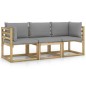 vidaXL Gartensofa 3-Sitzer mit Grauen Kissen vidaXL Gartensofa 3-Sitzer mit Grauen Kissen